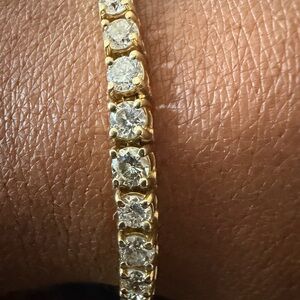 Designer 14k gold Genuine earth mined eye clean 6-7cts diamond bracelet 7.2-4 in
